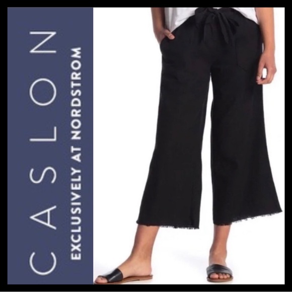✨NEW!✨ Caslon Linen Blend Black Cropped Pants with Raw Hem - NWT - Picture 1 of 6
